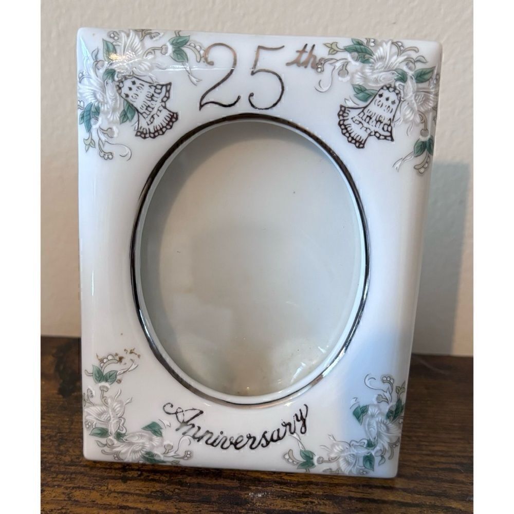 Vintage Lefton 25th Anniversary Photo Picture Frame # 1192 NOS 70s